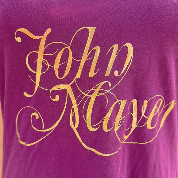 JOHN MAYER Exclusive Fan Club Tee A-Line T-Shirt Gold Cursive Flutter Sleeves - Picture 6 of 7